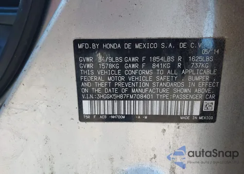 2015 Honda Fit Ex/Ex-L z USA, uszkodzony, nr VIN 3HGGK5H87FM708401